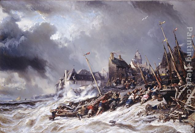 Hurricane before Saint Malo painting - Eugene Isabey Hurricane before Saint Malo art painting